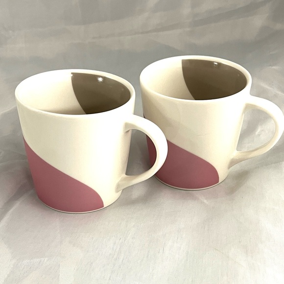 Starbucks Other - Vintage Starbucks 2005 Coffee Mugs Dipped Pink Grey Ceramic Mugs 14 oz